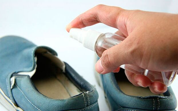 During the treatment of fungi, shoes must be treated with a special solution. 